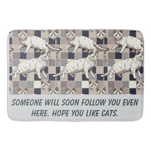 Tapis De Bain  Texte humoristique de photo de chat 