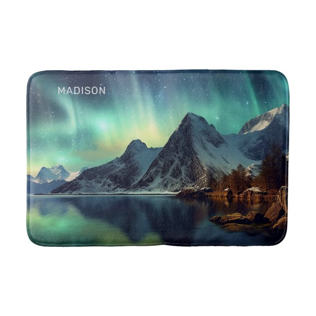Tapis De Bain Texte personnalisé Aurora Borealis (Devant)