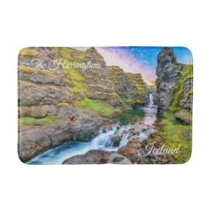 Tapis De Bain Texte Personnalisé Cascades de Kolufossar, Islande