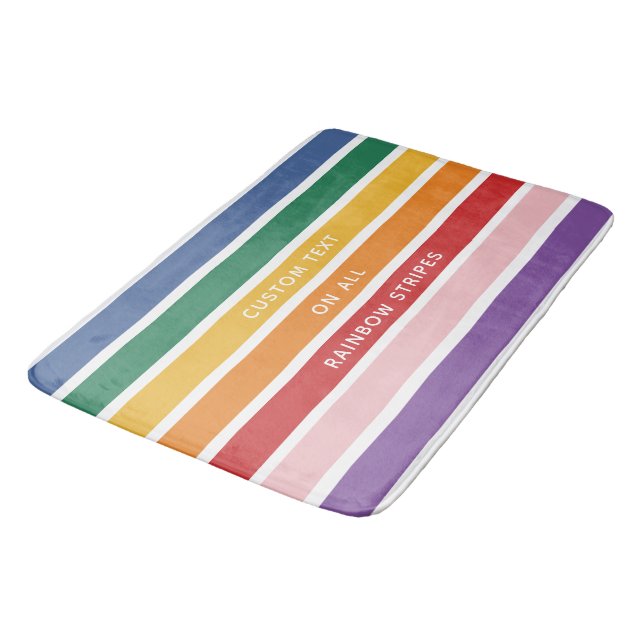 Tapis De Bain Texte personnalisé simple moderne avec arc-en-ciel (Angle)