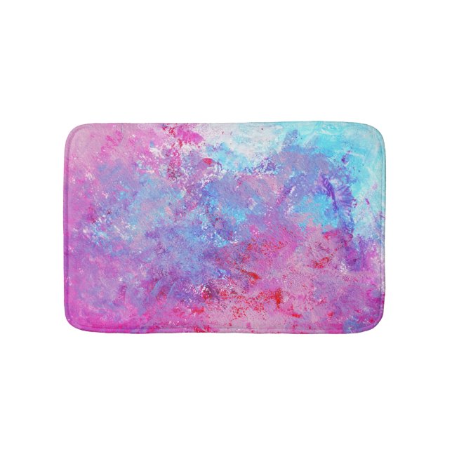 Tapis De Bain Texture créative bleu-rose, taches de peinture. (Devant)