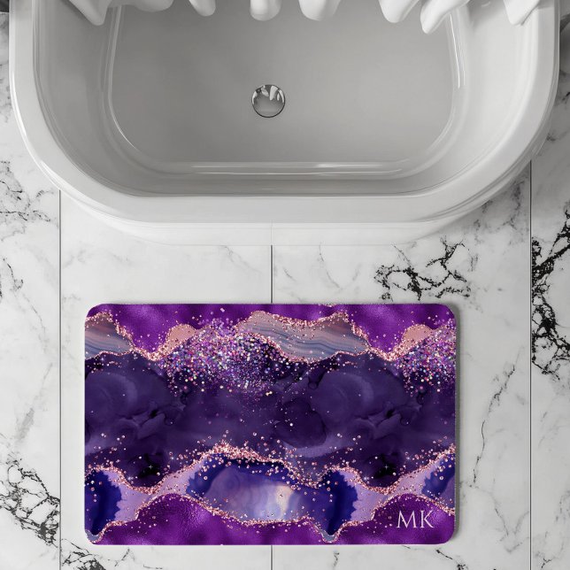 Tapis De Bain Texture d'agate scintillante violette (Créateur téléchargé)