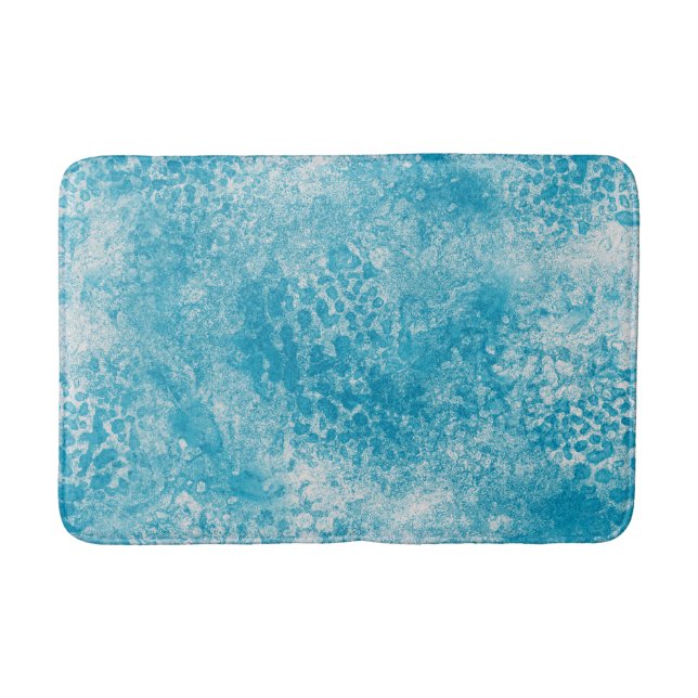 Tapis De Bain Texture de corail bleu et blanc ciel (Devant)
