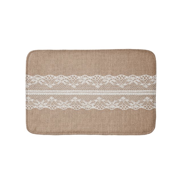 Tapis De Bain Texture de dentelle blanche Brown (Devant)