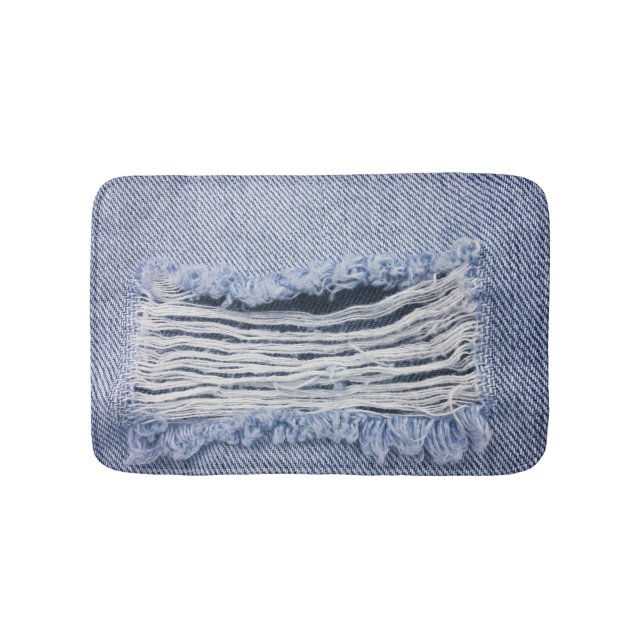 Tapis De Bain Texture de jean bleu clair torn (Devant)