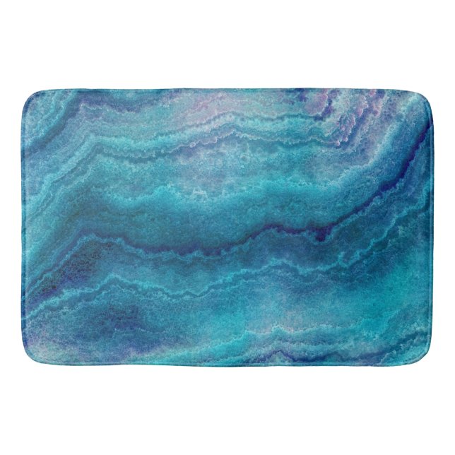 Tapis De Bain Texture de l'Agate Vert de la Mer Bleue (Devant)