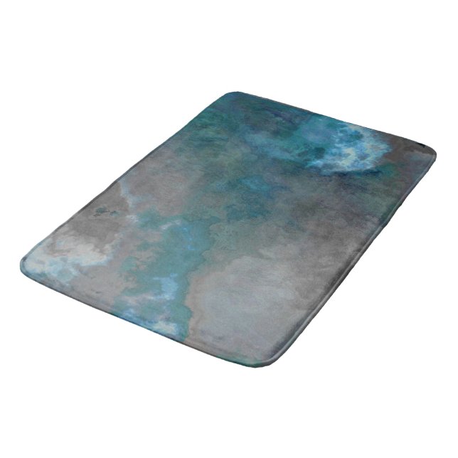 Tapis De Bain Texture de marbre bleu et gris (Angle)