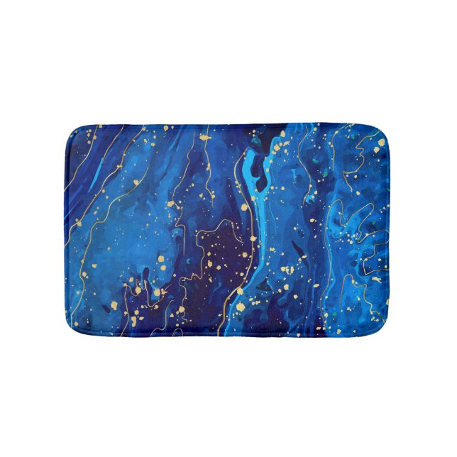 Tapis De Bain Texture de marbre bleu or luxueux (Devant)