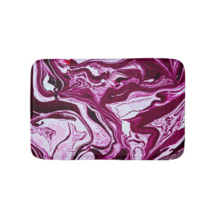 Tapis De Bain Texture de marbre magenta : Art Abstrait des fluid