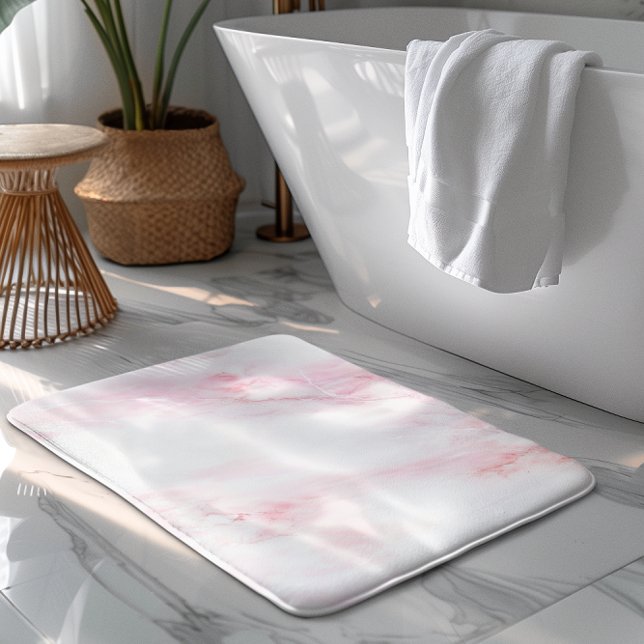 Tapis De Bain Texture de marbre rose doux (Créateur téléchargé)