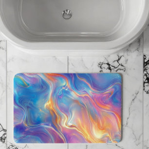 Tapis De Bain Texture de marbre tourbillonnant opale coloré