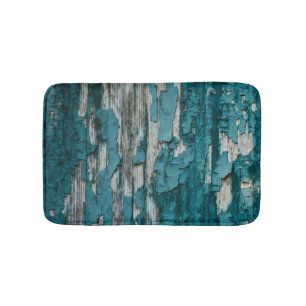 Tapis De Bain Texture en bois de mur de vieille peinture bleue