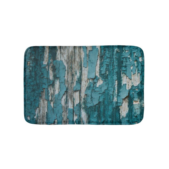 Tapis De Bain Texture en bois de mur de vieille peinture bleue (Devant)