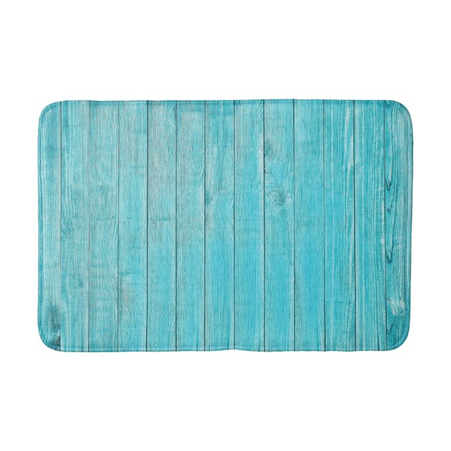 Tapis De Bain Texture en bois turquoise (Devant)