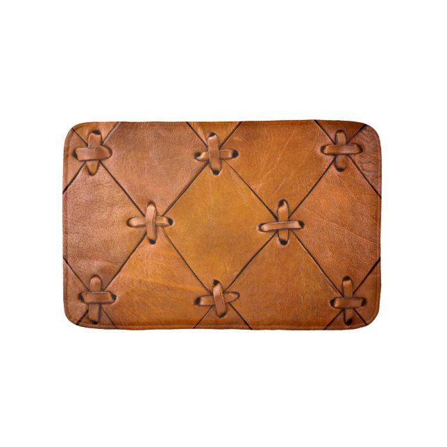 Tapis De Bain Texture en cuir, détails de selvage naturel. (Devant)