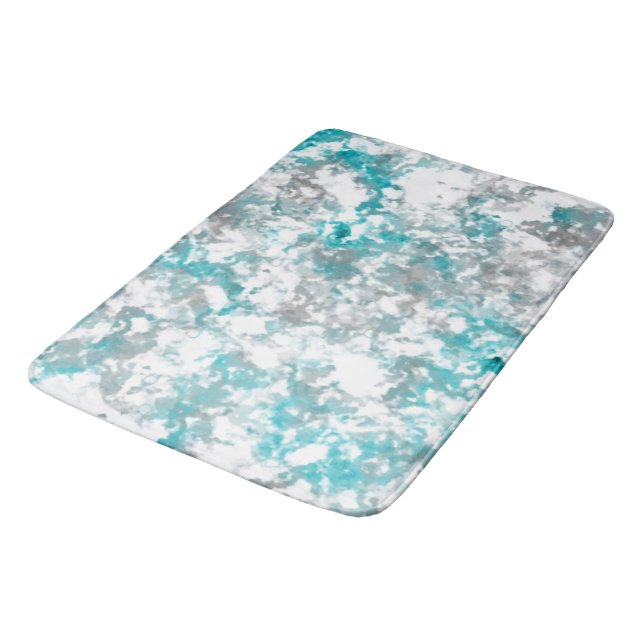Tapis De Bain texture gris turquoise et marbre blanc (Angle)