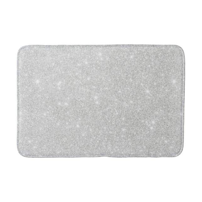 Tapis De Bain Texture Parties scintillant argent blanc brillant  (Devant)