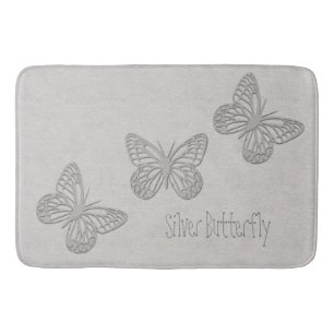 Tapis de bain texturisé gris de papillon argenté