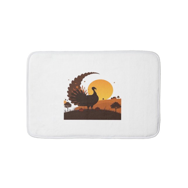 Tapis De Bain Thanksgiving Turquie Silhouette - Sunset Harvest S (Devant)