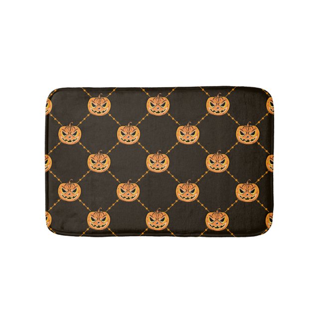 Tapis De Bain Thème de la fête d'Halloween citrouille. (Devant)