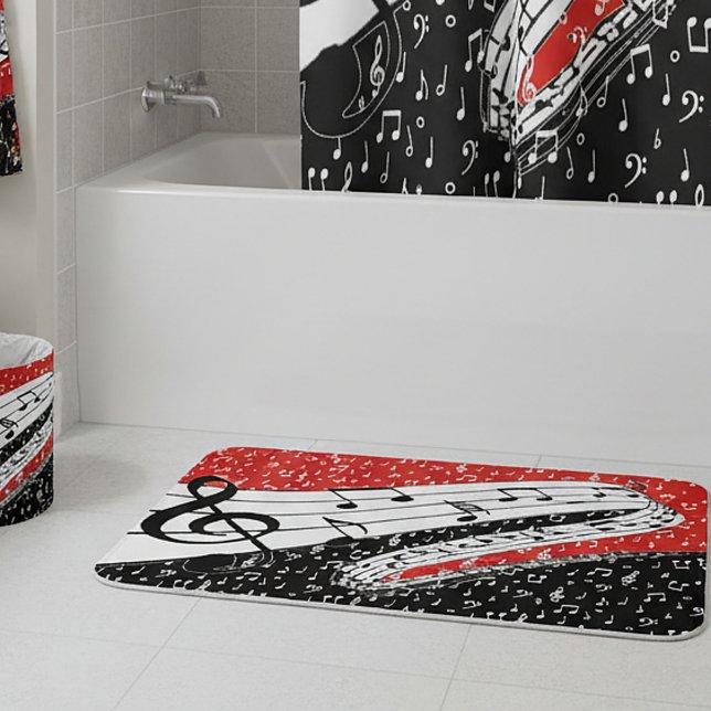 Tapis De Bain Thème de musique rouge et noire (Créateur téléchargé)