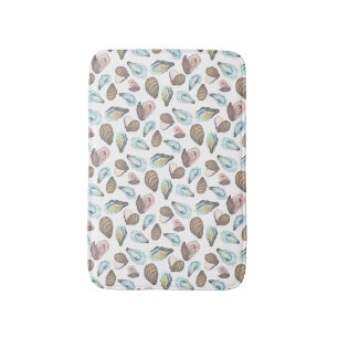 Tapis De Bain Thème de plage côtière huître aquarelle