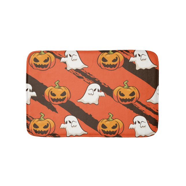 Tapis De Bain Thème d'Halloween citrouille, motif sans couture. (Devant)
