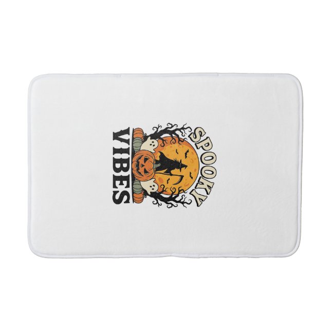 Tapis De Bain Thème fantôme d'Halloween Citrouille Sorcière Vint (Devant)
