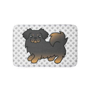Tapis De Bain Tibétain Spaniel noir et feu, Chien de dessin anim