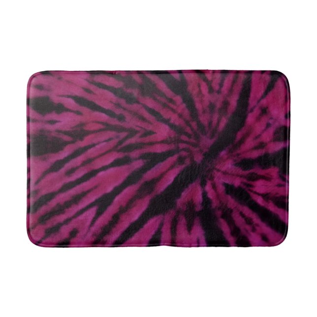 Tapis De Bain Tie-Dye Purple Pink Black Hippie Retro Pattern  (Devant)