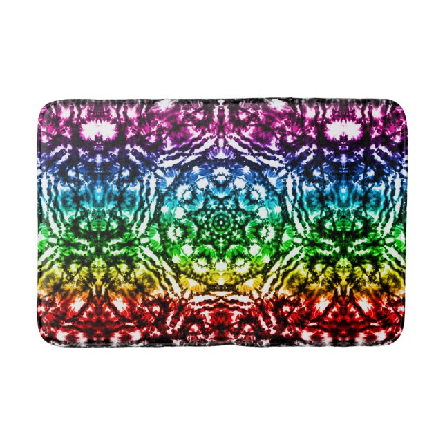 Tapis De Bain Tiedye Mandala Étoile Arc-en-ciel (Devant)