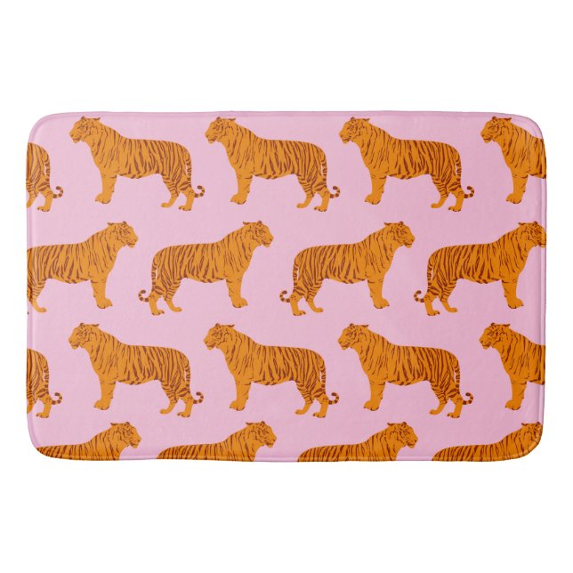 Tapis De Bain Tiger animal rose moderne (Devant)