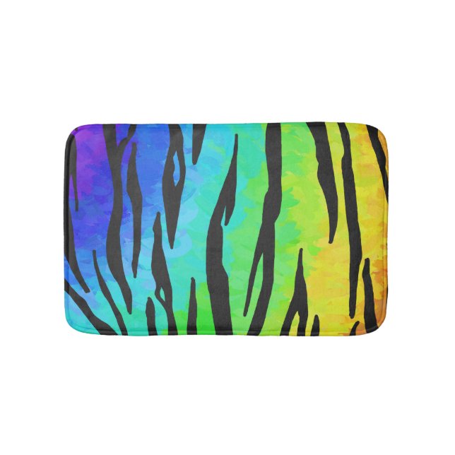 Tapis De Bain Tiger noir et arc-en-ciel (Devant)