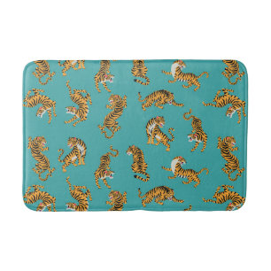 Tapis De Bain Tiger sur Motif Turquoise