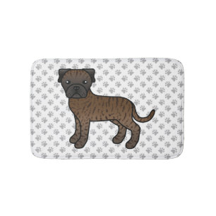 Tapis De Bain Tigre Bullmastiff Chien de Dessin Animé Mignon & P