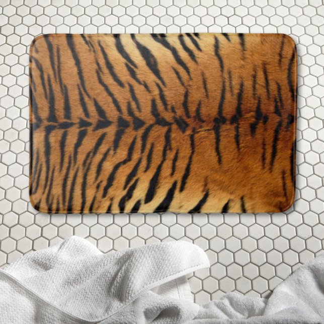Tapis De Bain Tigre de fourrure d'animal de la jungle tribale Im (Tribal jungle animal fur Tiger Print Bath Mat)