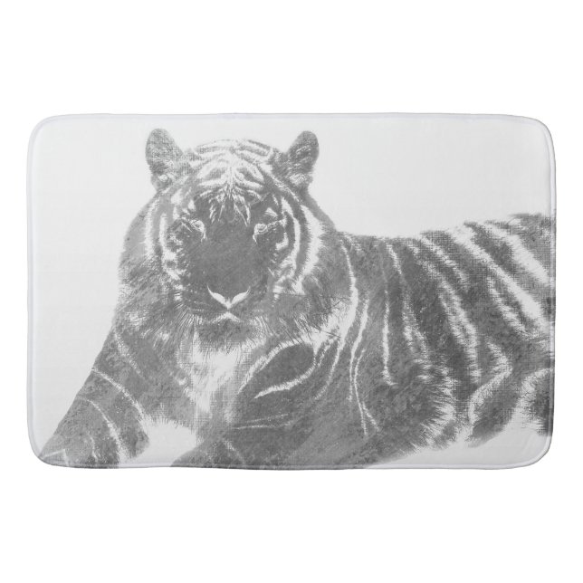 Tapis De Bain Tigre noir et blanc (Devant)