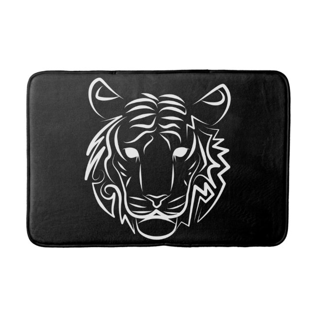 Tapis De Bain Tigre tribal noir et blanc (Devant)