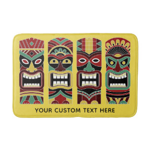 Tapis De Bain Tiki Totems texte personnalisé et nattes de bain c