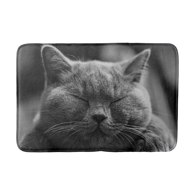Tapis De Bain Tir gris faisant une sieste de tête de chat (Devant)