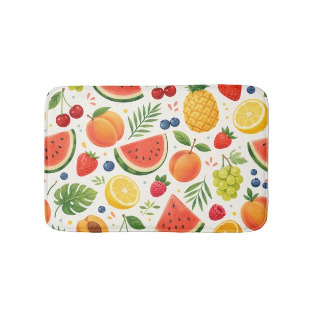 Tapis De Bain Tissu à motif de fruits d'été | Pastèque tropicale (Devant)