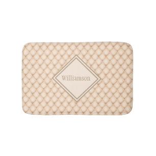 Tapis De Bain Tissu beige crème à motif géométrique diamant avec