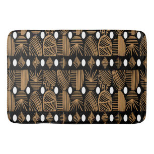 Tapis De Bain Tissu de moisissure tribale des Caraïbes : noir, b