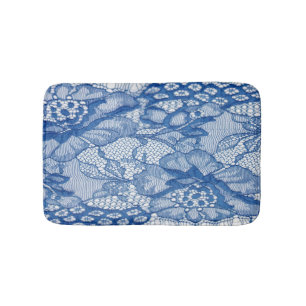Tapis De Bain Tissu dentelle bleue, design de tulle africaine.