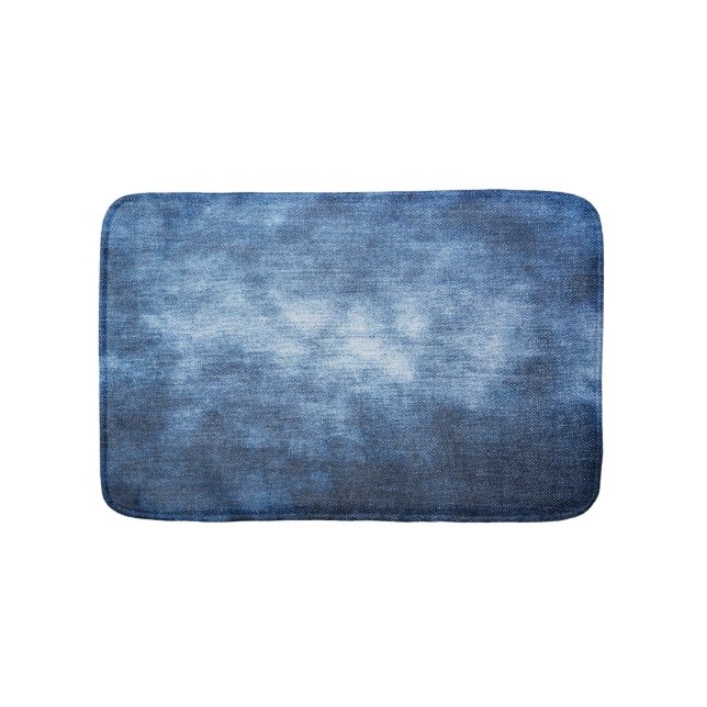 Tapis De Bain Tissu en denim usé, arrière - plan texturé. (Devant)