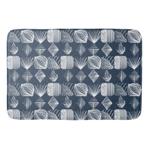 Tapis De Bain Tissu Tribal des Caraïbes audacieux : bleu marine 