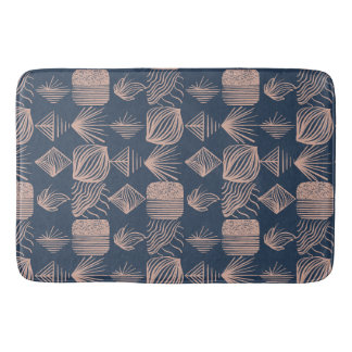 Tapis De Bain Tissu Tribal des Caraïbes audacieux : bleu marine,