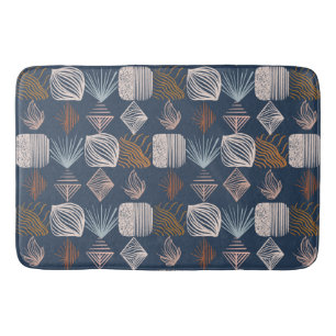 Tapis De Bain Tissu Tribal des Caraïbes : bleu marine, Boho