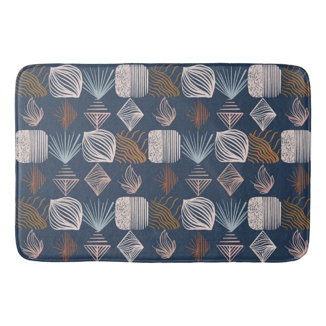 Tapis De Bain Tissu Tribal des Caraïbes : bleu marine, Boho (Devant)