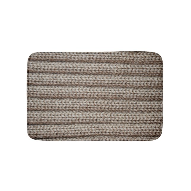 Tapis De Bain Tissu tricoté clair, texture brune. (Devant)